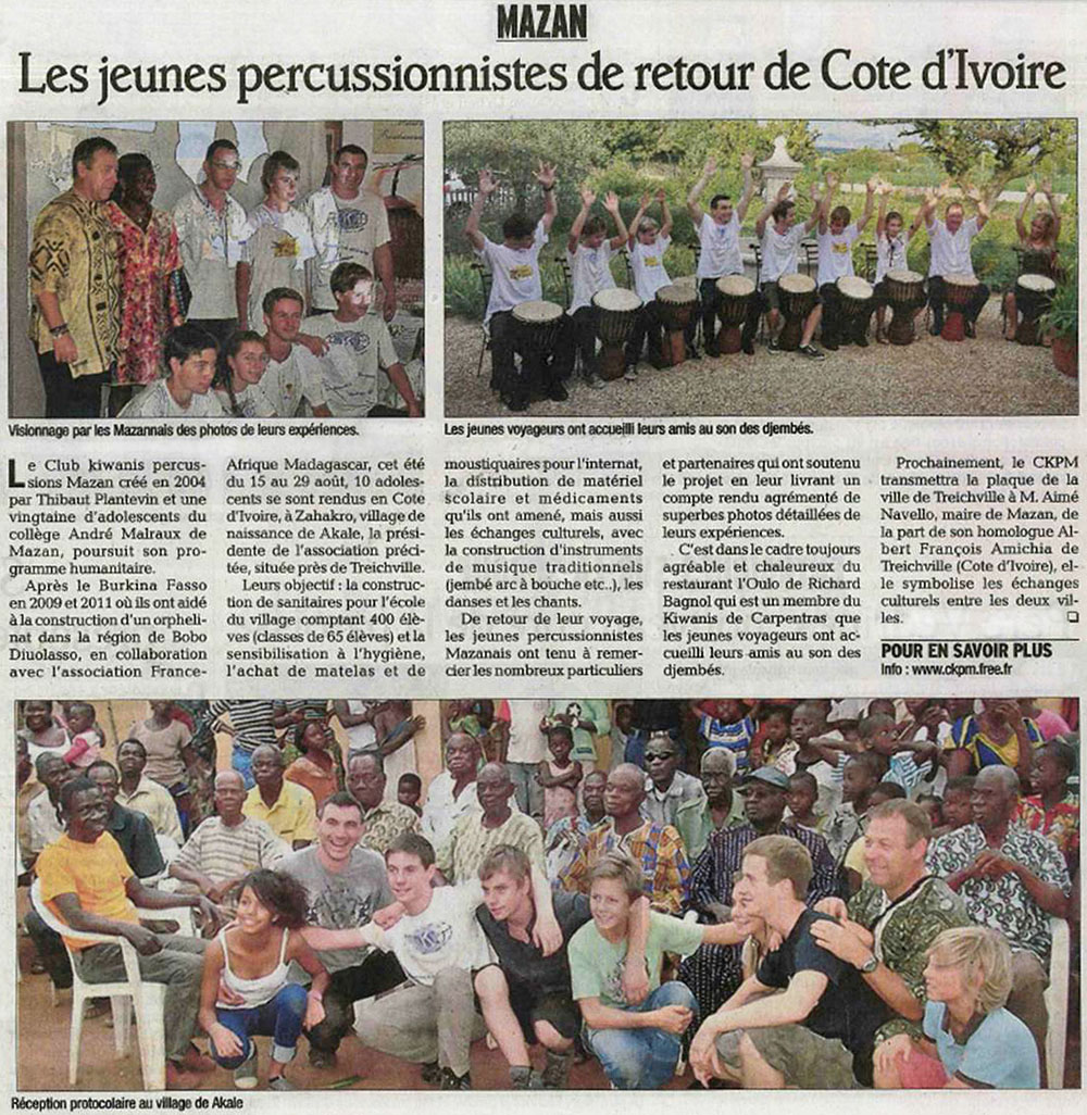 Article du journal Vaucluse Matin du 08-09-2013.