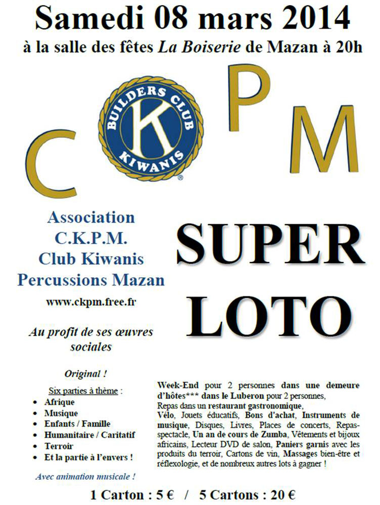 Loto du CKPM à la Boiserie à Mazan