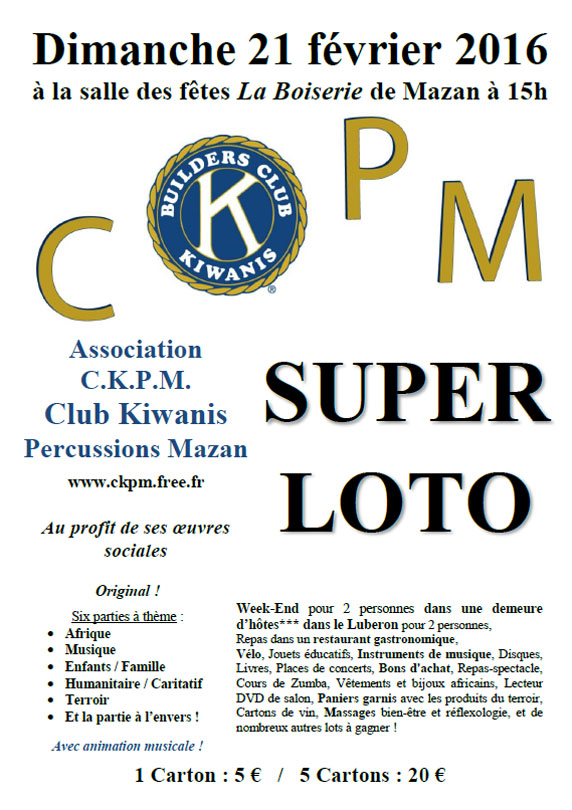 Loto du CKPM à la Boiserie  Mazan