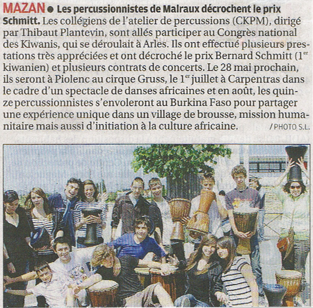 Article du journal "La Provence" sur le CKPM 11/05/2011