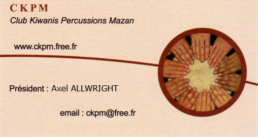 Carte de visite du CKPM Club Kiwanis Percussions Mazan